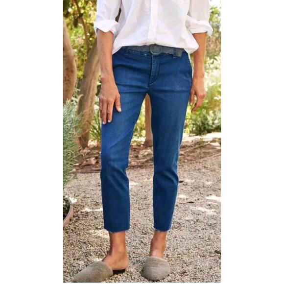 Frank & Eileen Wicklow Straight Jeans | Raw Hem | Blue Denim | Size 8 - Picture 1 of 12